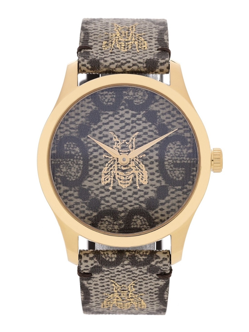 Gucci Stainless Steel Canvas 38mm G-Timeless GG Supreme Bee Quartz Watch Brown